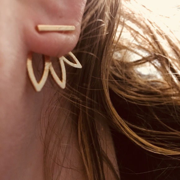 Gold Hollow Flower Earrings - Picture 2 of 2